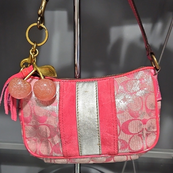 Coach Y2K Pink Tie Dye Mini Signature Shoulder Bag with Cherry Charm Included - Picture 1 of 11
